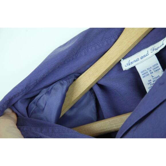 Vintage Women's Large Silk Blouse Flap Pocket Minimal Officecore Luxury 90s FLAW - Picture 6 of 8